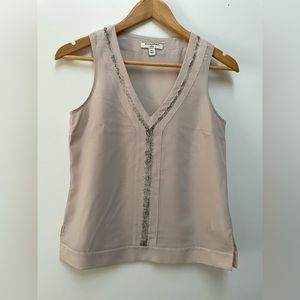 Banana Republic Cotton Blue White Embroidered Tank Top Size; Large